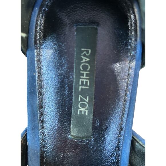 Rachel Zoe Heels Size 8 Peggy Style Real Snakeskin Kid Suede Blue Black Zipper - Picture 9 of 11